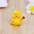 Cute yellow duck resin ornament with party hat and red spoon for desk decor - Party Hat with Spoon - Yellow