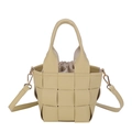 Secchiello intrecciato beige crema con doppi manici e fodera con coulisse da donna - Giallo