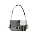 Bolso bandolera chic a cuadros blancos y negros con cadena dorada y hebilla metal - Negro Blanco Gris Empalme de Cuadros (Estilo 3)
