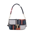 Bolso bandolera vintage con diseño de cuadros geométricos en azul y naranja - Azul Naranja Gris Empalme de Cuadros (Estilo 4)