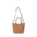 Sac seau en cuir marron avec poignées et bandoulière réglable amovible - Marron