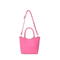 Sac seau en cuir rose fuchsia avec poignée et bandoulière réglable pour femmes - Rose