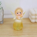 Cute yellow flower fairy night light resin ornament with transparent wings on wooden desk - Yellow Elf Style (A)