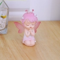 Cute pink praying fairy figurine with translucent wings for car and desk decoration - Kneeling Praying Fairy (Pink)