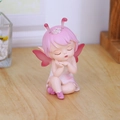 Cute pink fairy figurine ornament with wings for office desk and car dashboard - Sitting Fairy with Cheeks Resting (Pink)