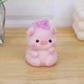 Figurine de bureau porcelet rose mignon avec fleurs en cristal violettes et fini mat - Cochon