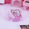 Statuina gatto in vetro aurora rosa con base a carrozzina per arredo camera - Stile Gatto Rosa