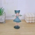 Cute green girl figurine with wings and elf ears for tabletop room decoration - Double Bun Elf Style (Style D)