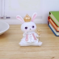 Cute cartoon rabbit figurine with golden crown and scepter for desktop decoration - Style A Sun Moon Rabbit Small Ornament