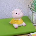 Cute pink pig resin figurine in yellow shirt for car dashboard and desk decor - Style D Pig