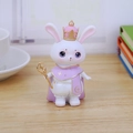 Cute white bunny figurine with a golden crown and star wand for desktop decor - Style C Sun Moon Rabbit Small Ornament
