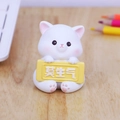 Cute white cartoon cat resin ornament holding a yellow sign saying Don't Get Angry - Motivational Cat Style (D)