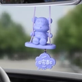 Lavender purple bear car charm with Peace and Joy swinging tag on rearview mirror - Light Purple Bear (2267C)