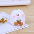 Mini resin chick figurine in white with pink flower, cute dashboard ornament - Style C Gardening Duck Mini Ornament