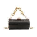 Sac de soirée cylindrique en acrylique noir avec chaîne dorée et fermoir perle - Noir
