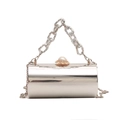 Sac de soirée cylindrique en acrylique argenté avec fermoir perle et chaîne - Argent