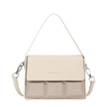 Sac à bandoulière beige à paillettes style boîte de chocolat avec poignée - Blanc Cassé