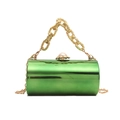 Hellgrüne zylindrische Abendtasche aus Acryl mit goldener Kette und Perlenverschluss - Grün