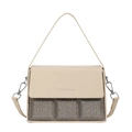 Sac à bandoulière beige pailleté avec strass et bandoulière amovible incluse - Kaki