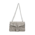 Gray marble pattern crossbody bag with a silver crystal-encrusted square buckle - Silver
