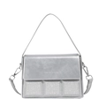Sac à bandoulière argenté avec rabat métallique et texture strass scintillante - Argenté