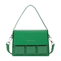 Green sequined chocolate box bag with fashion lettering and square texture - Green