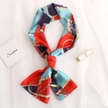 Elegant equestrian style silk scarf with horse chain print in vibrant multicolor - Red Tassel Chain