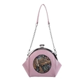 Borsa a tracolla vintage rosa chiaro con rilievo elefante e catena retrò - Viola