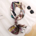 Chic long narrow silk scarf featuring equestrian chain prints and elegant tassels - Purple Coffee Chain