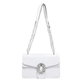 Sac bandoulière blanc effet crocodile avec une grande boucle en strass brillante - Blanc