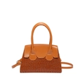 Sac à main classique marron texture crocodile avec poignées et bandoulière réglable - Marron Jaune