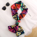 Bohemian style silk scarf with colorful geometric patterns and decorative buckle - Colorful Rhombus