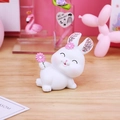 Cute white resin rabbit figurine with pink flowers and rhinestone ears for desk decor - Cute Rabbit (Style D)