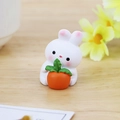 Cute white bunny figurine holding a carrot for desk decor and cake decoration - Carrot Youyou Bunny