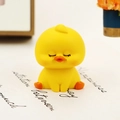 Cute yellow duck car ornament in sitting pose with closed eyes for dashboard decor - Yellow Type B Small Ornament (0036)