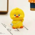 Cute yellow duck figurine with light blue satchel for car dashboard and desk decor - Yellow Type C Small Ornament (0036)