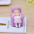 Cute resin girl figurine sitting on a purple sofa with Tang Ping text ornament - Style A Lying Baby (Lying Flat!)