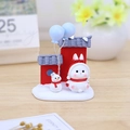 Winter themed bunny and snowman figurine with balloons on a snowy resin base ornament - Winter Style (White Rabbit & Snowman)