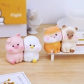 Cute resin animal figurines set including pig and duck for desk and car dashboard decor - Full Set of 4 (Pig/Duck/Shiba/Cat)