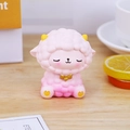 Cute resin sheep figurine in pink gradient with gold bowtie for car dashboard decor - Style C Pink Sheep