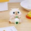 Cute Siamese cat resin figurine holding a milk tea cup for office desk decoration - Milk Tea Cat Ornament