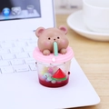 Figurine d'ours mignon en coupe de pastèque avec liquide rouge et perles colorées - Style A Ours (Thème Pastèque)