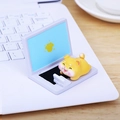 Cute Shiba Inu dog figurine on mini laptop desk ornament and phone holder - Overtime Shiba Inu Ornament