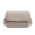 Borsa a tracolla elegante in pelle PU beige con spallina larga e cuciture bianche - Cachi