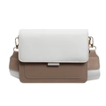 Borsa a tracolla bicolore bianco e kaki minimalista con tracolla larga - Bianco & Cachi