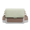 Crossbody bag in light green, brown and grey color blocking with a wide strap - Green