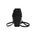 Gothic black coffin crossbody bag with rose embroidery and silver metal studs for women - Rose Embroidery Style (3571) / Black