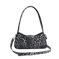 Fashionable leopard print faux leather underarm bag in grey and black pattern - Grey Black Leopard (Style 1)