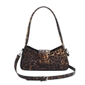 Leopard print underarm bag in brown and black with silver hardware and dual straps - Light Camel Leopard (Style 4)