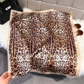 Classic leopard print satin square scarf in earthy tones for women daily outfit style - Apricot Edge